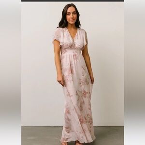 Baltic Born Alexandria Smocked Maxi Dress Blush Floral size 1x